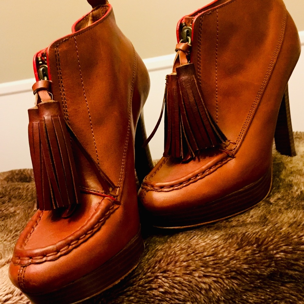 Coach cognac leather booties